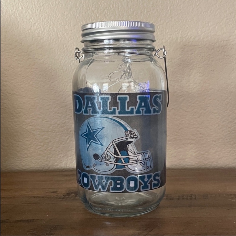 Dallas Cowboys Glass Light-Up Mason Jar